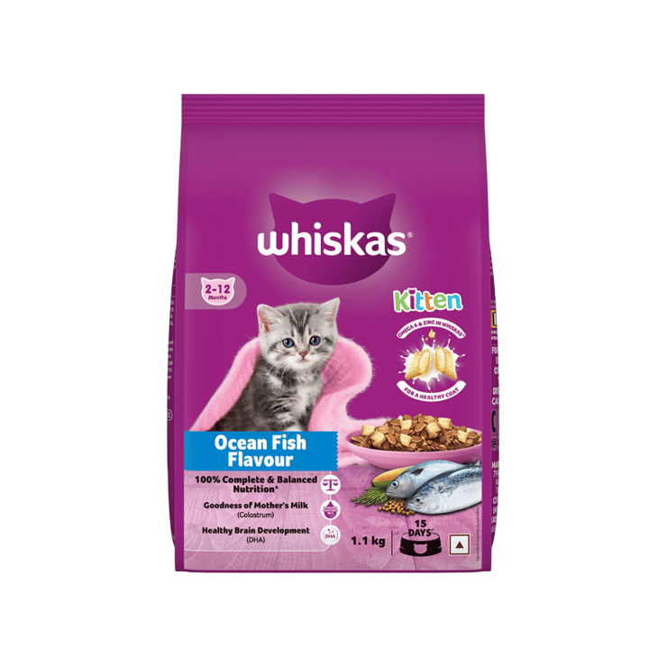 Whiskas Dry Kitten Food – Ocean Fish Flavour (2-12 months) – 1.1 kg