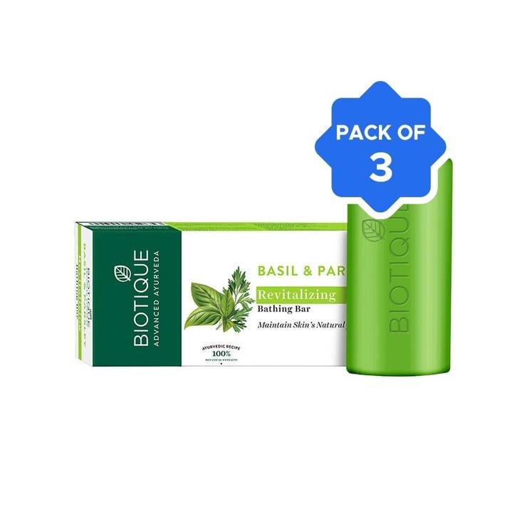 Biotique Basil & Parsley Revitalizing Soap – Pack of 3 – 3 x 150 g