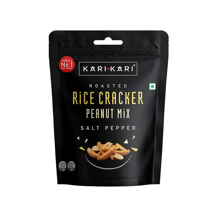 Kari Kari Rice Cracker Peanut Namkeen Snacks, – Salt and Pepper – 50 g