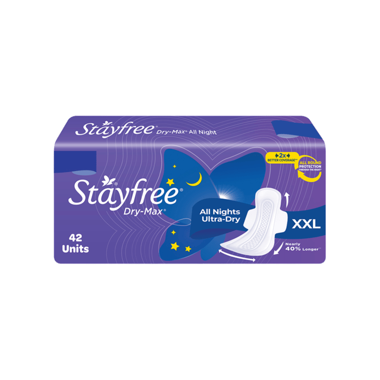 Stayfree Dry Max All Night Sanitary Pads – 42 units