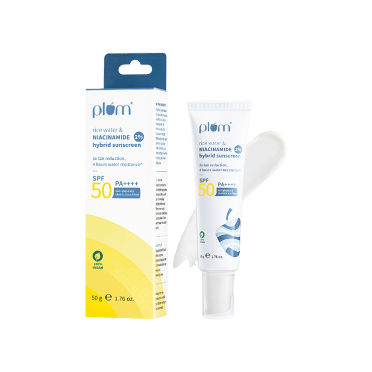 Plum Rice Water & Niacinamide Hybrid Sunscreen (SPF 50 PA++++) – 50 g