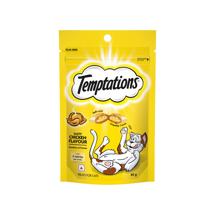 Temptations Tasty Chicken Flavour Cream Filled Crunchy Cat Treat – 85 g