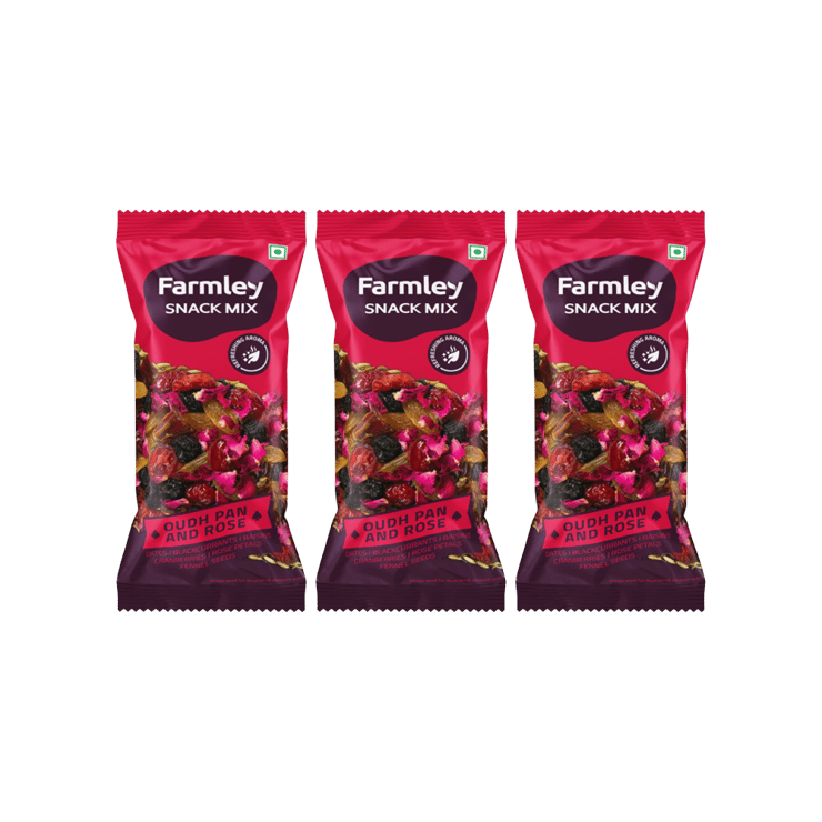 Farmley Oudh Pan & Rose Mix Nuts – Pack of 3 – 3 x 18 g
