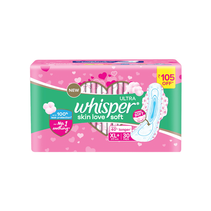 Whisper Ultra Skin Love Soft Sanitary Pads – 30 pieces