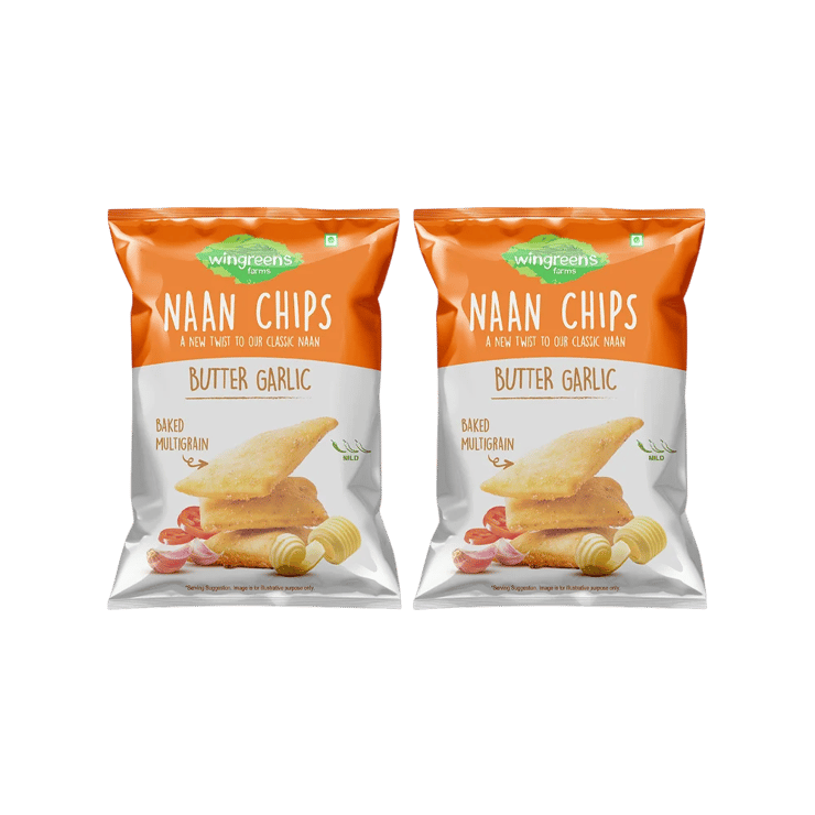 Wingreens Farms Butter Garlic Naan Chips – Pack of 2 – 2 x 60 g