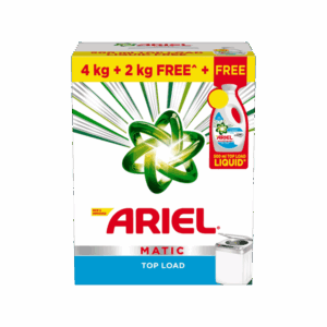 Ariel Matic Top Load Detergent Powder - Free 500 ml Liquid Detergent Inside - 6 kg + 500 ml