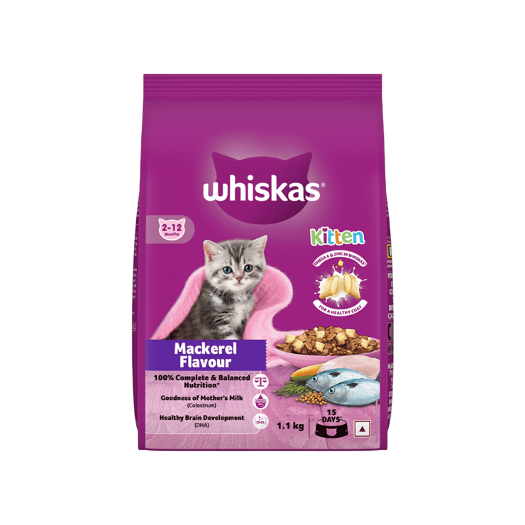 Whiskas Dry Kitten Food – Mackeral Flavour (2-12 months) – 1.1 kg