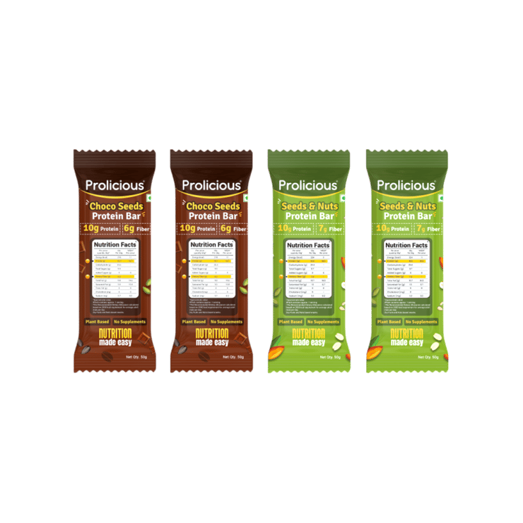 Prolicious High Protein Choco Seeds & Nuts Protein Bar Combo – 4 x 50 g