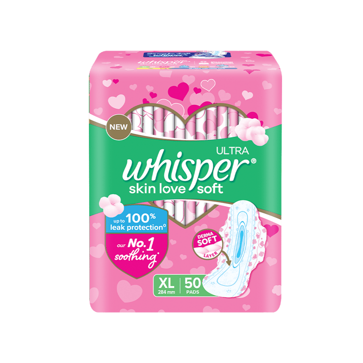 Whisper Ultra Skin Love Soft Sanitary Pads (XL) – 50 pieces