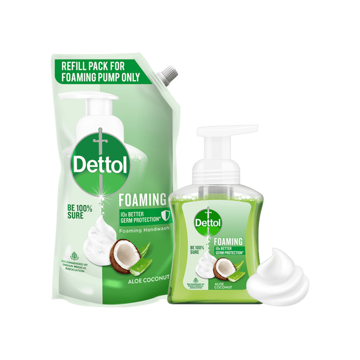 Dettol Aloe Coconut Foaming Handwash 250 ml +  Aloe Coconut Foaming Handwash (700 ml) Combo – 250 ml + 700 ml