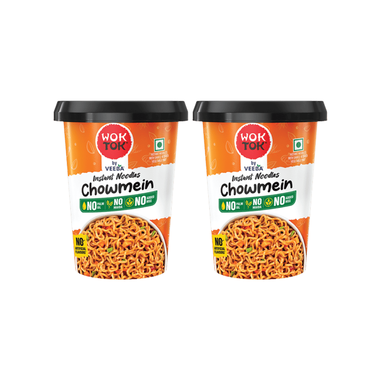 Wok Tok by Veeba Chowmein Cup Noodles (No Maida & Palm Oil) – Pack of 2 – 2 x 75.5 g
