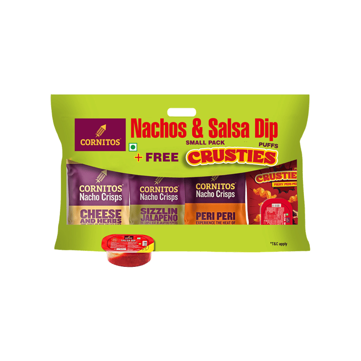 Cornitos Nachos Crisps & Dip Combo – (3x30g) + 1 pc