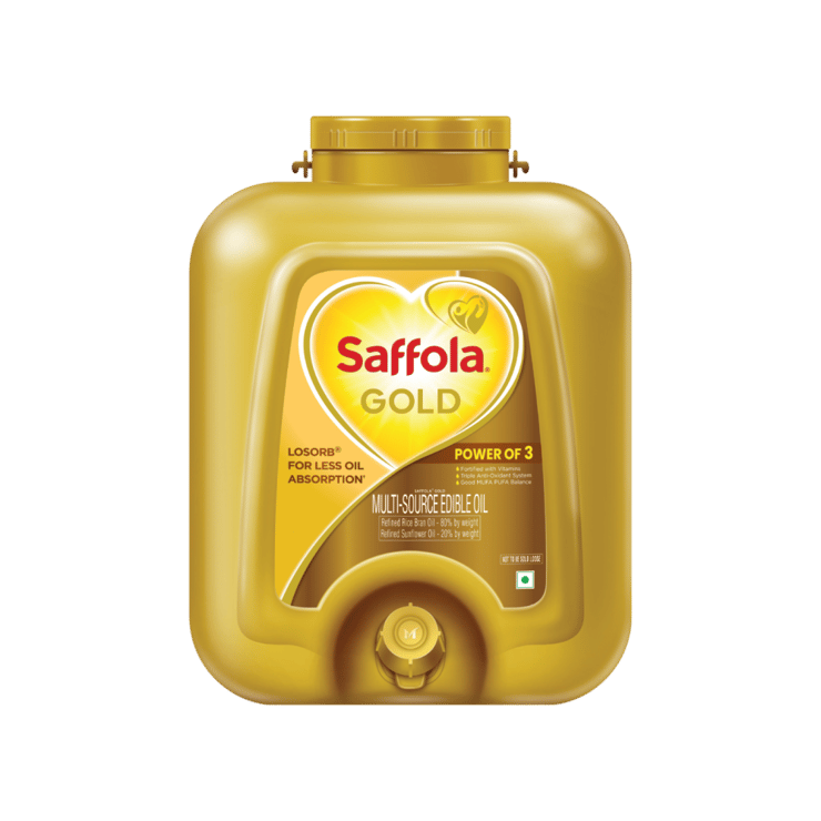 Saffola Gold Sunflower & Rice Bran Refined Blended Cooking Oil – 15 ltr