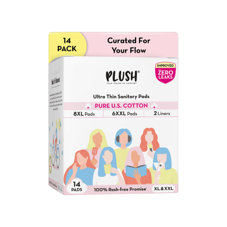 Plush Rash Free Sanitary Pads (8XL+6XXL and 2 Free Liners) – 14 pieces
