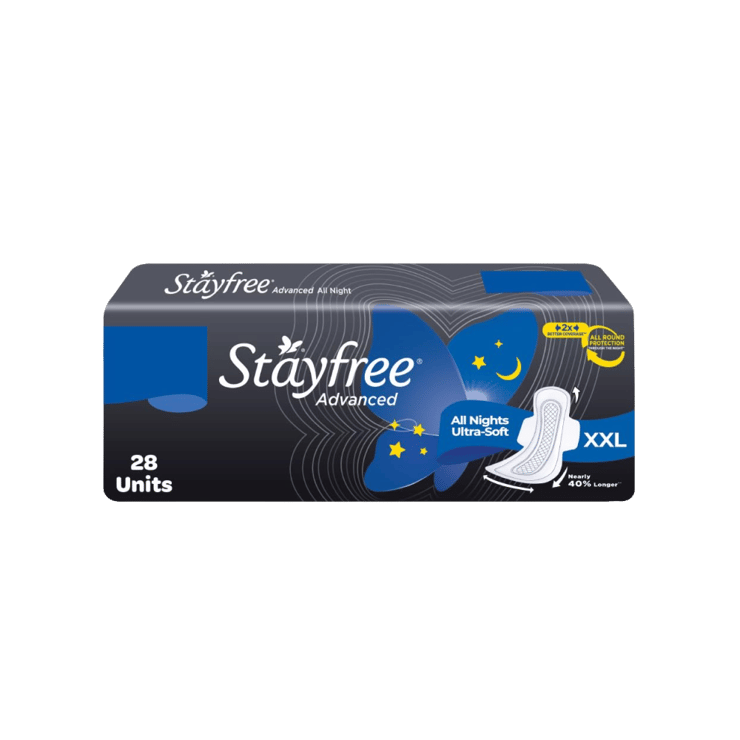 Stayfree Advanced All Night Ultra Comfort Sanitary Pads – 28 units