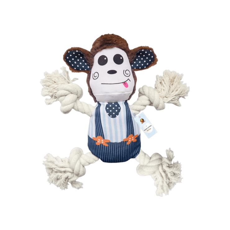 Foodie Puppies Monkey Crinkle Paper Rope Plush Toy (Blue/White) – 1 unit