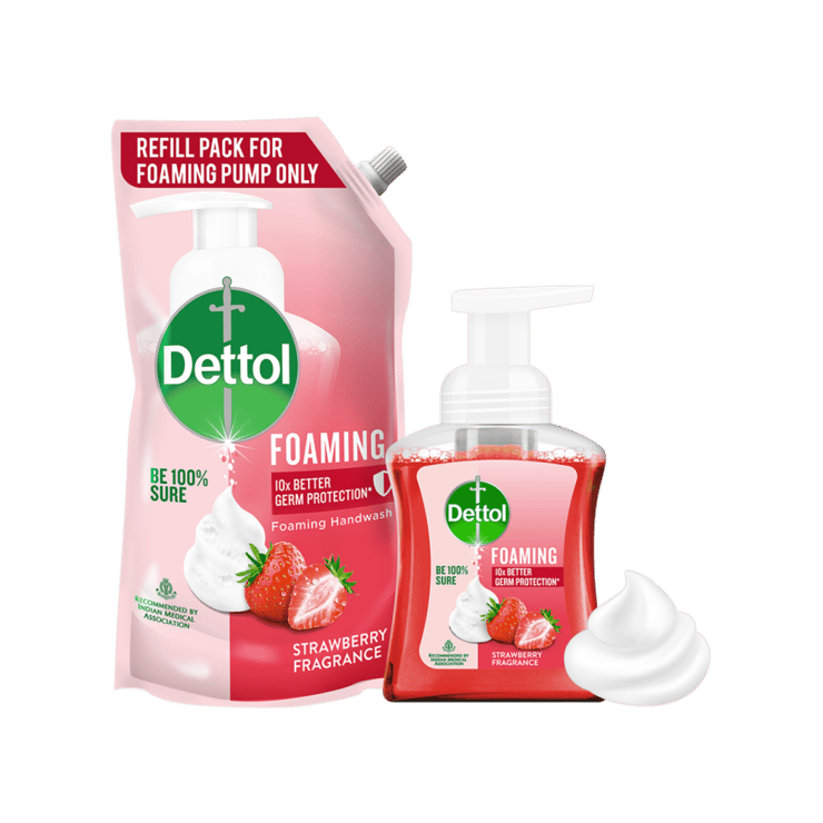 Dettol Strawberry Fragrance Foaming Handwash (250 ml) +  Strawberry Fragrance Foaming Handwash (700 ml) Combo – 250 ml + 700 ml
