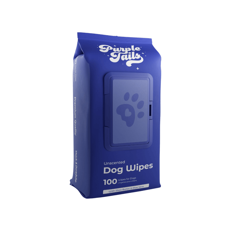 Purple Tails Plant Based Pet Wipes (Unscented) – 1 pack (100 wipes)