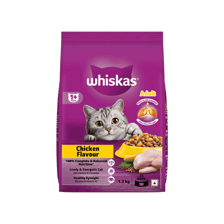 Whiskas Adult Dry Cat Food -Chicken Flavour (1+ Years) – 1.2 kg