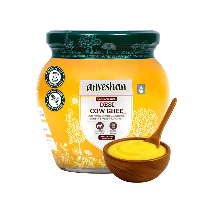 Anveshan Desi Cow A2 Ghee (Bilona Churned) – 500 ml