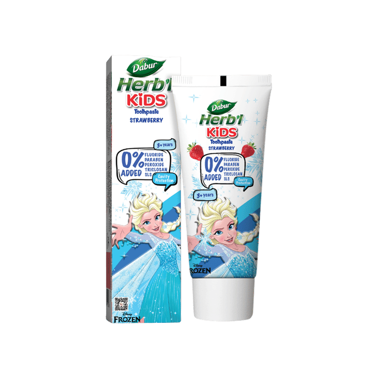 Dabur Herb’l Kids Toothpaste (Frozen, 3+ years, Strawberry Flavour) – 80 g