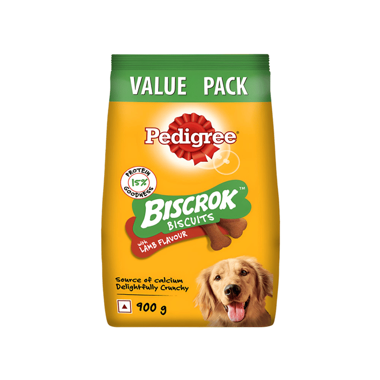 Pedigree Biscrok Biscuits Dog Treat (Lamb Flavour, Above 4 Months) – 900 g