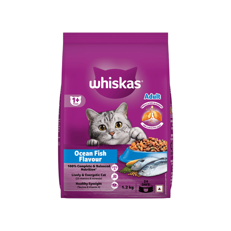 Whiskas Dry Cat Food -Ocean Fish Flavour (1+ Years) – 1.2 kg
