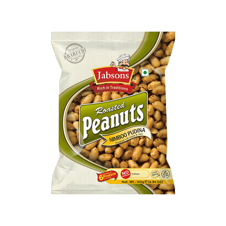 Jabsons Roasted Peanuts, Nimboo Pudina – 140 g
