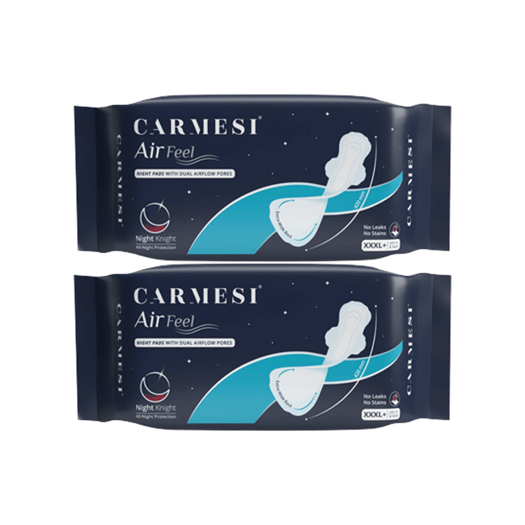 Carmesi Air Feel Night Sanitary Pads (XXXL) – Pack of 2 – 2 x 1 pack (8 pieces)