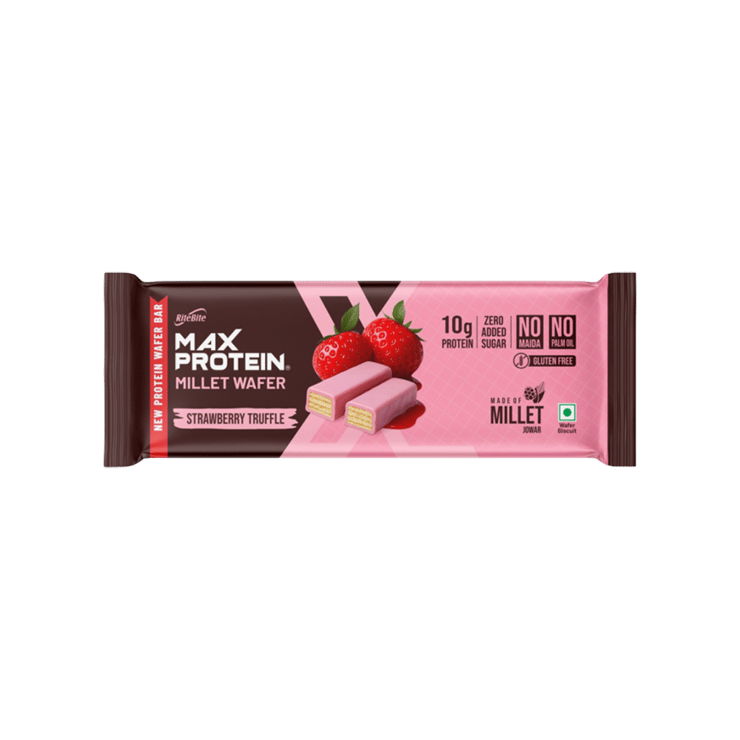 RiteBite Strawberry Truffle Millet Wafer Protein Bar – 40 g