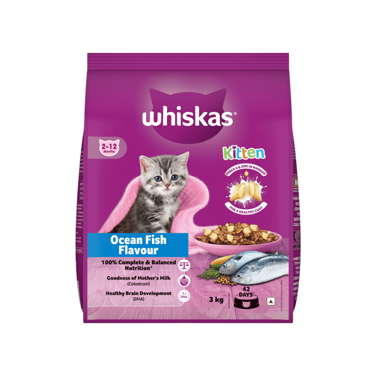 Whiskas Dry Kitten Food -Ocean Fish Flavour (2-12 months) – 3 kg