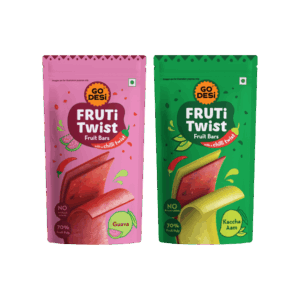 GO DESI Fruti Twist Fruit Bar (Guava) +  Fruti Twist Fruit Bar (Kaccha Aam) Combo - 70 g + 70 g