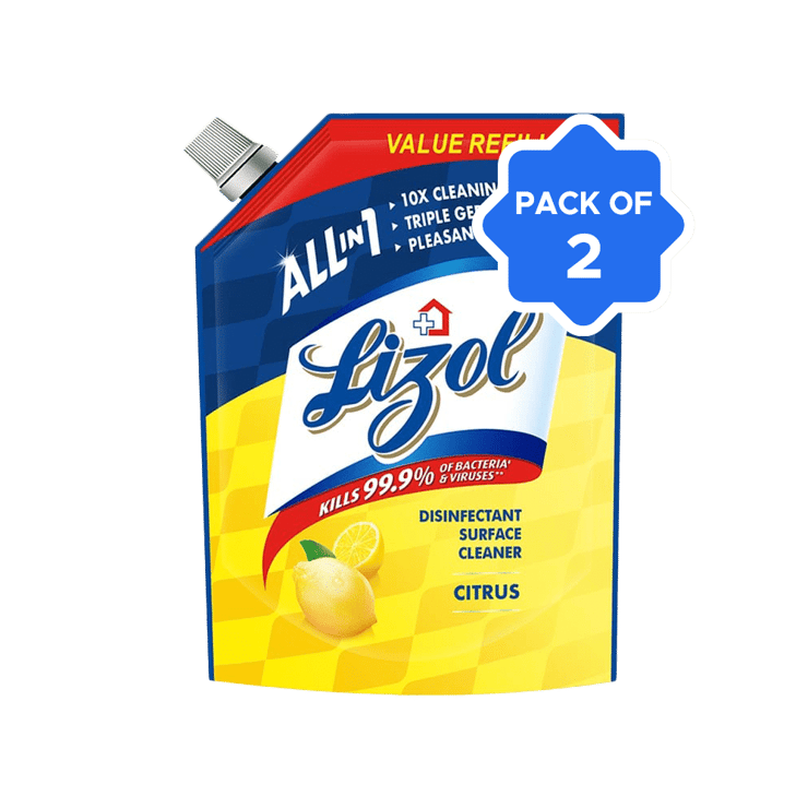 Lizol Disinfectant Surface & Floor Cleaner (Citrus) 1.8 l – Pack of 2 – 2 x 1.8 ltr