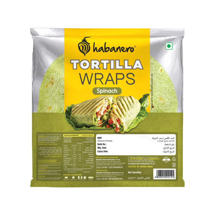 Habanero Spinach Tortilla Wraps – 6 pieces