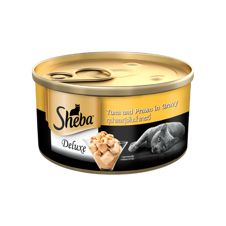 Sheba Deluxe – Tuna Fillets & Whole Prawn in Gravy Wet Cat Food – 85 g