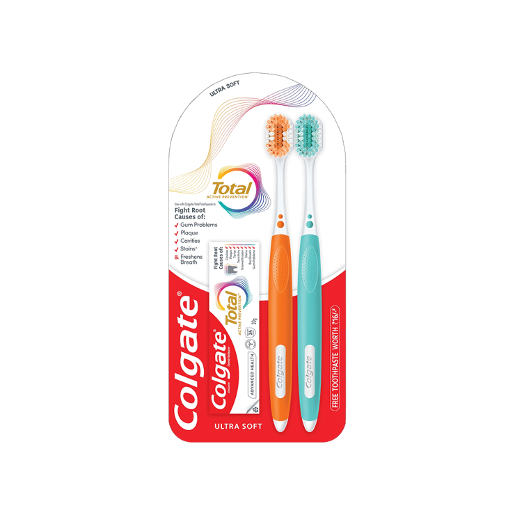 Colgate Total Ultra Soft Toothbrush Set – With Free Total Advanced Toothpaste – 1 pack (3 pieces)