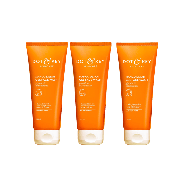 Dot & Key Mango Detan Gel Face Wash – Pack of 3 – 3 x 100 ml