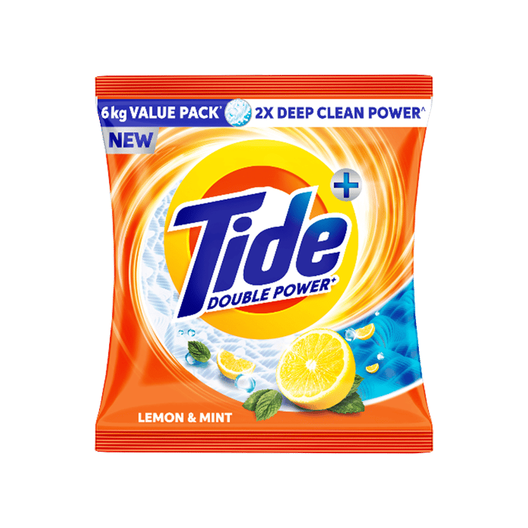Tide Double Power Detergent Powder (Lemon & Mint) – 5 kg + 1 kg