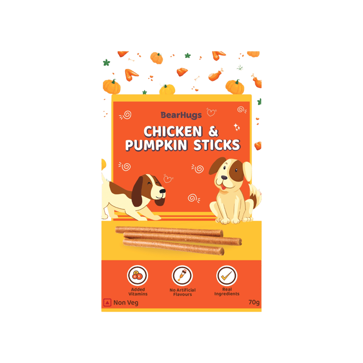 BearHugs Chicken & Pumpkin Sticks Dog Treat – 70 g