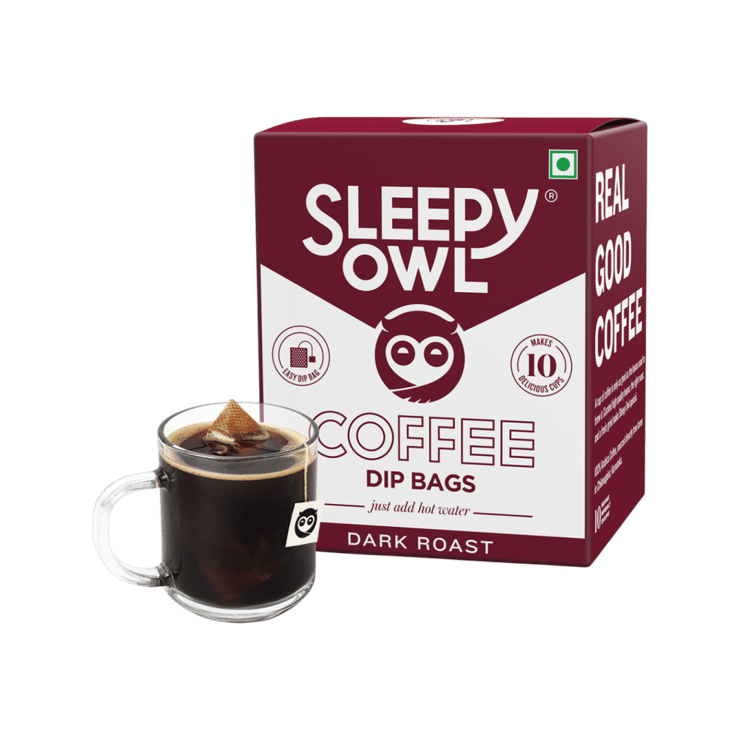 Sleepy Owl Dark Roast Hot Brew Coffee Bags – 10 x 10 g