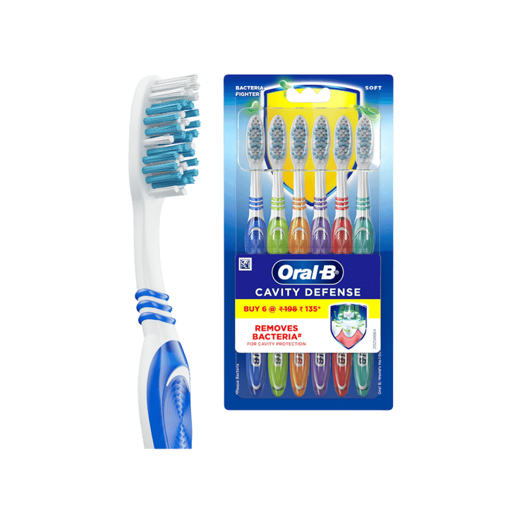 Oral-B Cavity Defense Bacterial Fighter Toothbrush (Soft – Pack of 6) – 6 units