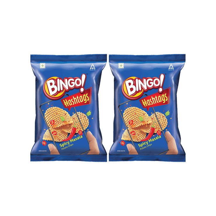 Bingo Hashtags Spicy Masala Potato Chips – Pack of 2 – 2 x 53 g