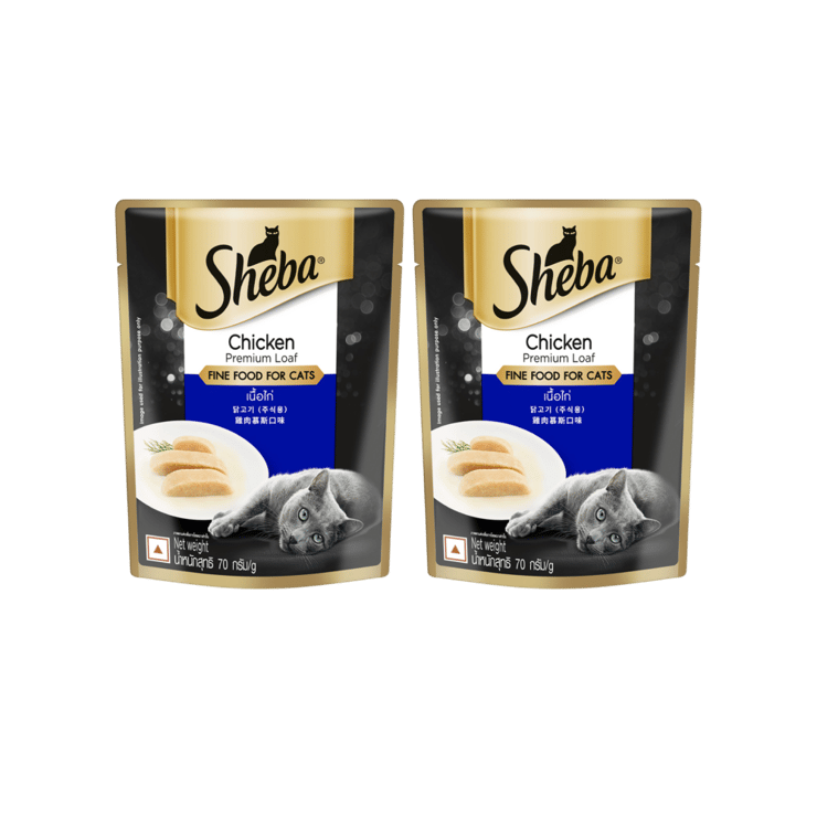 Sheba Adult (1+ years) Premium Chicken Loaf, Fine Wet Cat Food – Pack of 2 – 2 x 70 g