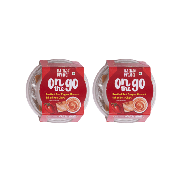 The khao project Roasted Red Pepper Hummus & Baked Pita Chips – Pack of 2 – 2 x 80 g