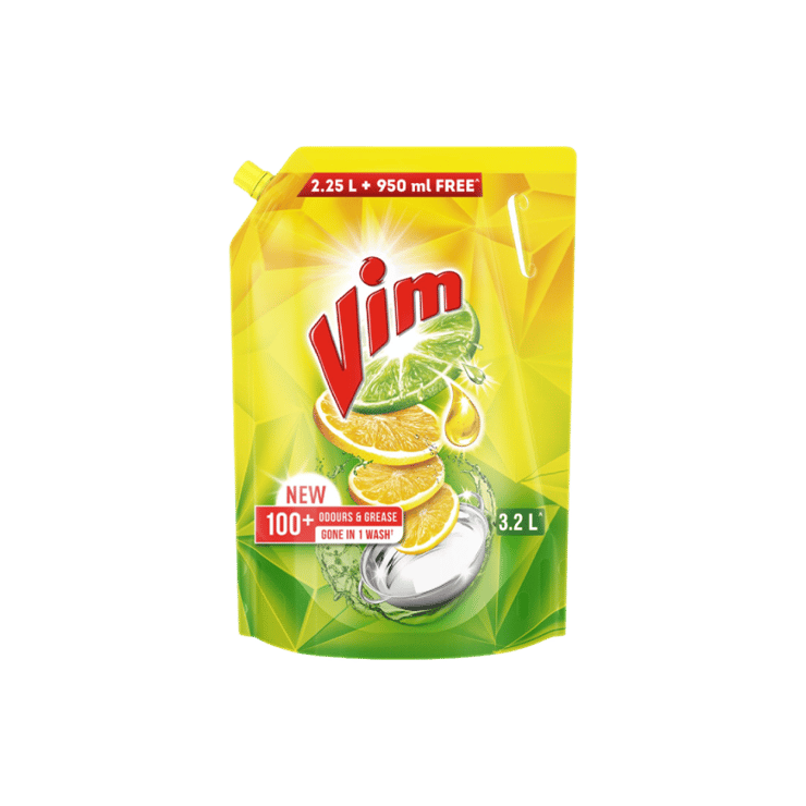 Vim Lemon Dishwash Gel with Tropical Lemon Freshness – 3.2 ltr