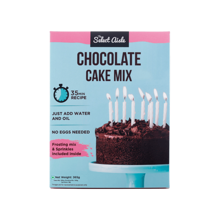 The Select Aisle Eggless Chocolate Cake Mix – Frosting & Sprinkles Included – 365 g