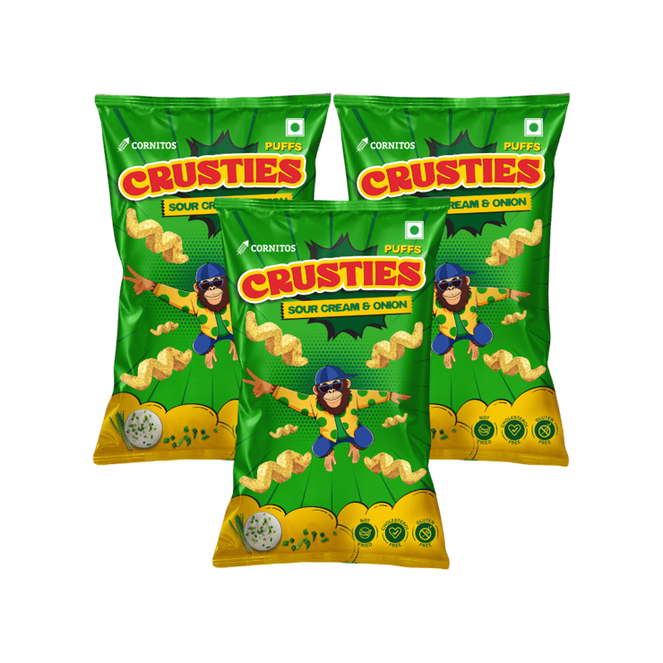 Cornitos Crusties Puffs Sour Cream and Onion Flavour – Pack of 3 – 3 x 62 g