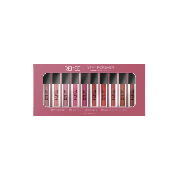 RENEE Stay Forever Matte Liquid Lipstick Kit – 1 pack (10 pieces)
