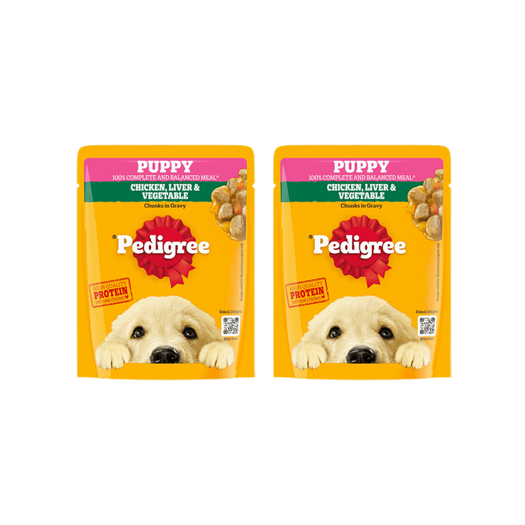Pedigree Puppy Wet Food – Chicken And Liver Chunks Flavour in Gravy with Vegetables – Pack of 2 – 2 x 70 g