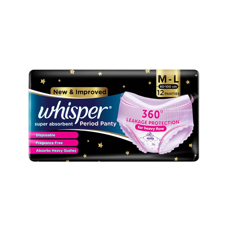 Whisper Super Absorbent Period Panty – 1 pack (12 pieces)
